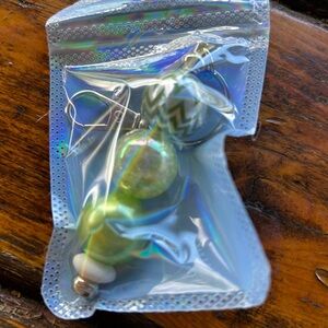 Green and White Keychain